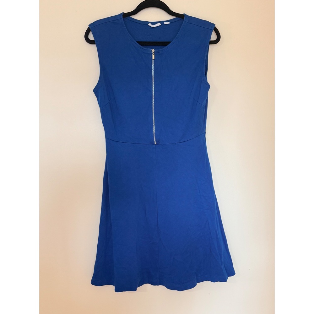New York & Company Royal Blue Sleeveless Zip Front Fit and Flare Dress Medium